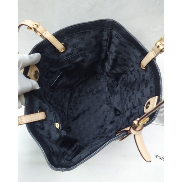 Michael Kors Jet Set Black Soft Leather Double Handles Tote Shoulder Bag - Picture 15 of 16